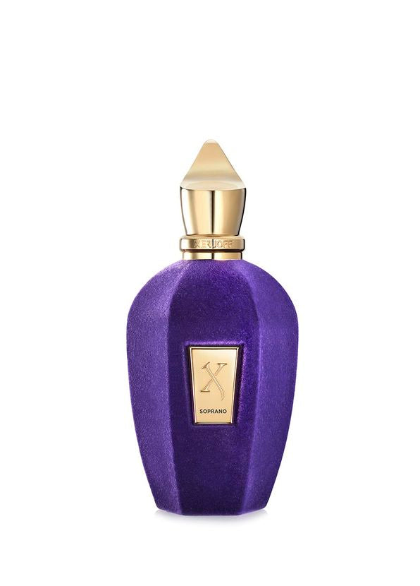 Xerjoff Soprano Eau de Parfum 100 ml — oryginalny fioletowy flakon na białym tle.
