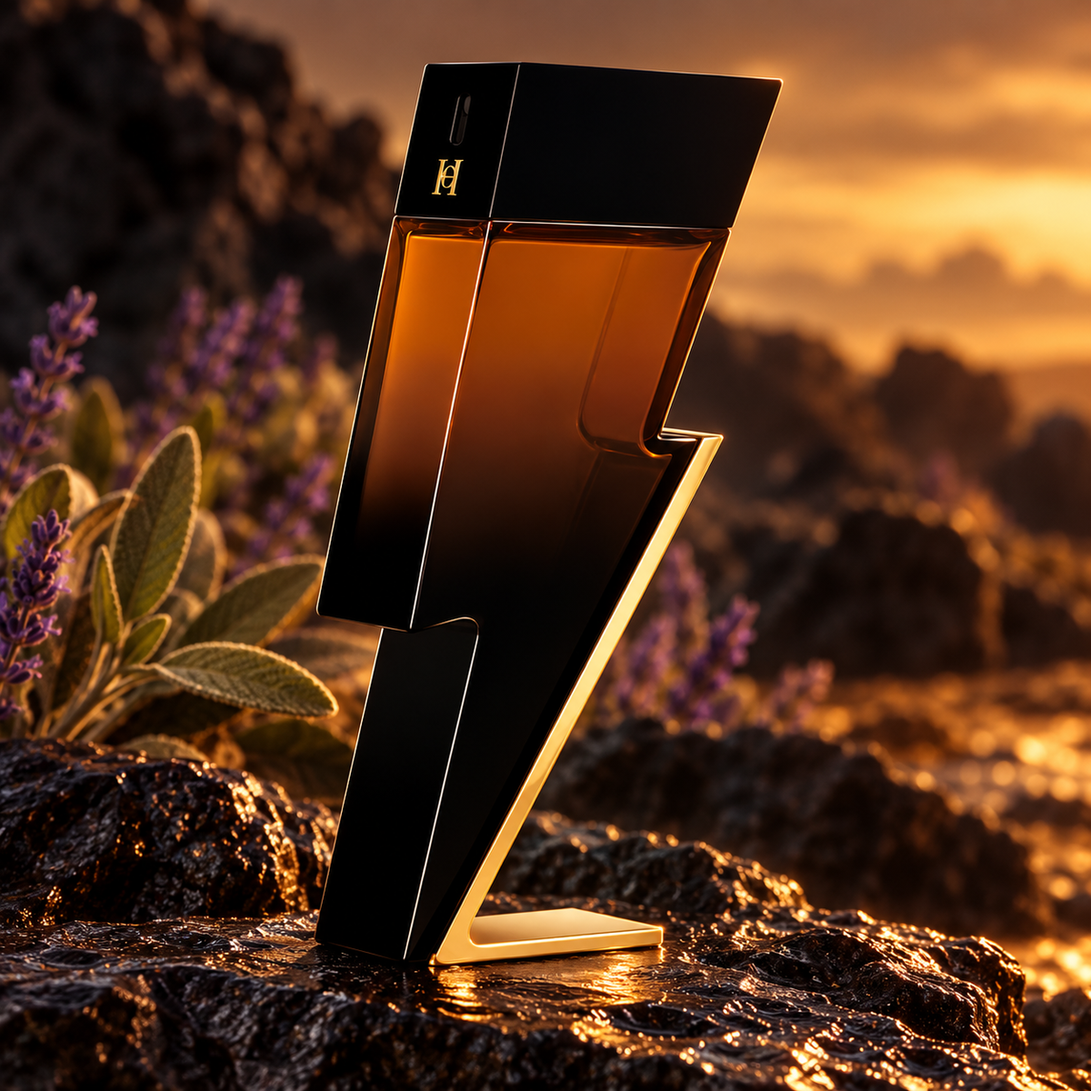 Carolina Herrera Bad Boy Elixir Eau de Parfum 100 ml, luksusowa kampania w bursztynowym świetle