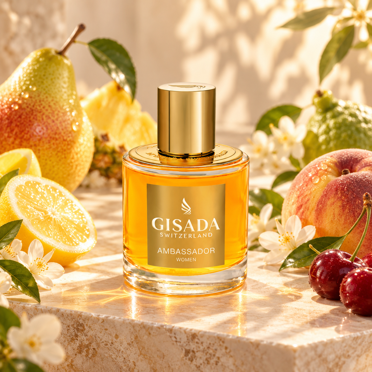 Gisada Ambassador Women Eau de Parfum — kampania z owocami i kwiatami