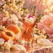 Jean Paul Gaultier La Belle Flower Edition – flakon w scenerii moreli, osmantusa i kwiatów